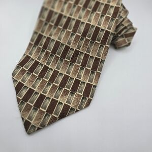 LAZO Brown and Tan Geometric Men's Silk Tie